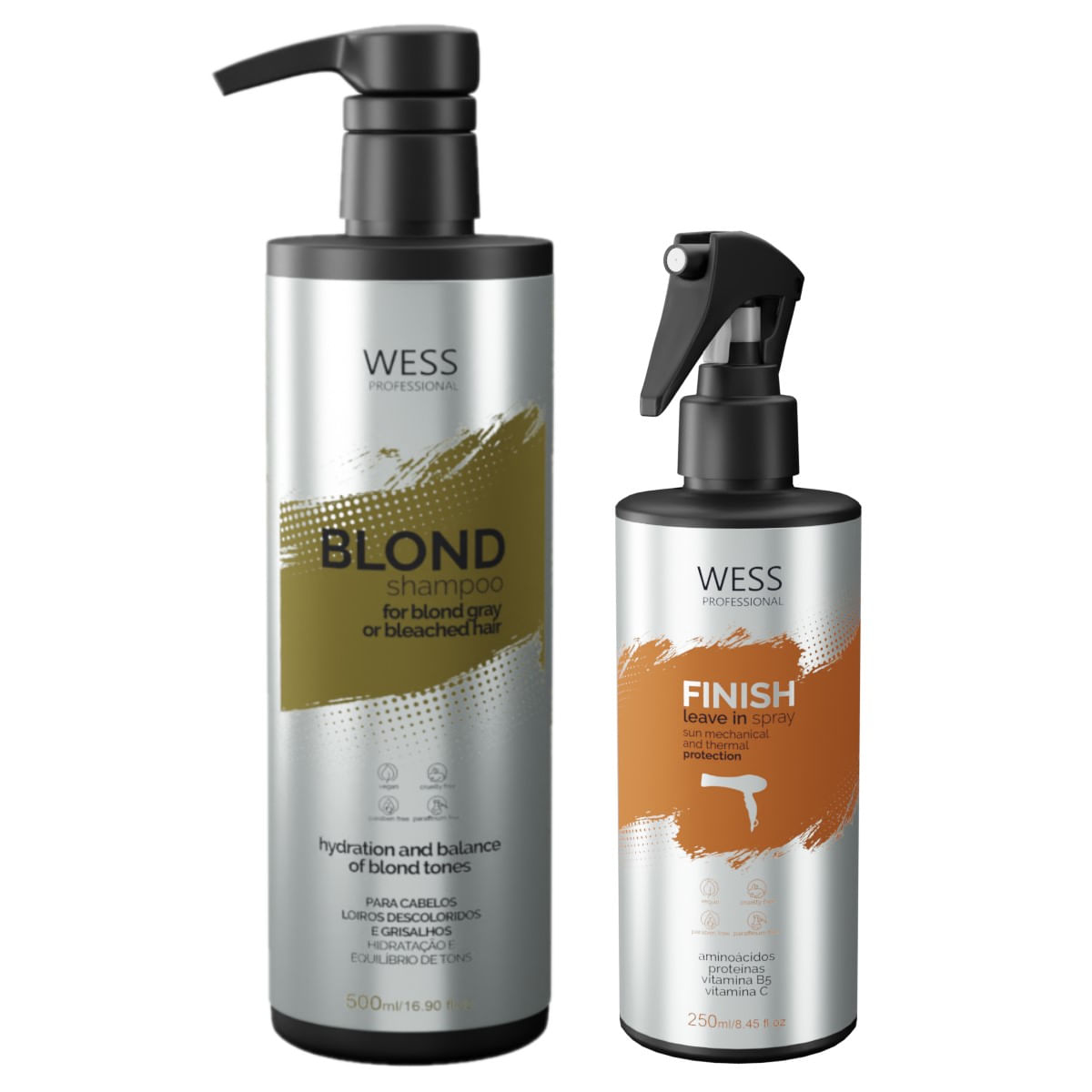 Kit Wess Blond Shampoo 500ml + Finish Protector 250ml