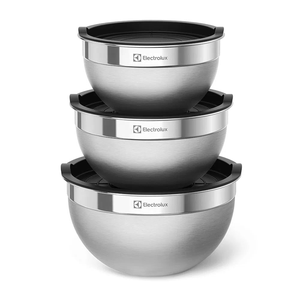 KIT ELECTROLUX CONJUNTO 8 FACAS C/CEPO E CONJUNTO 3 BOWLS C/TAMPA PLÁSTICA