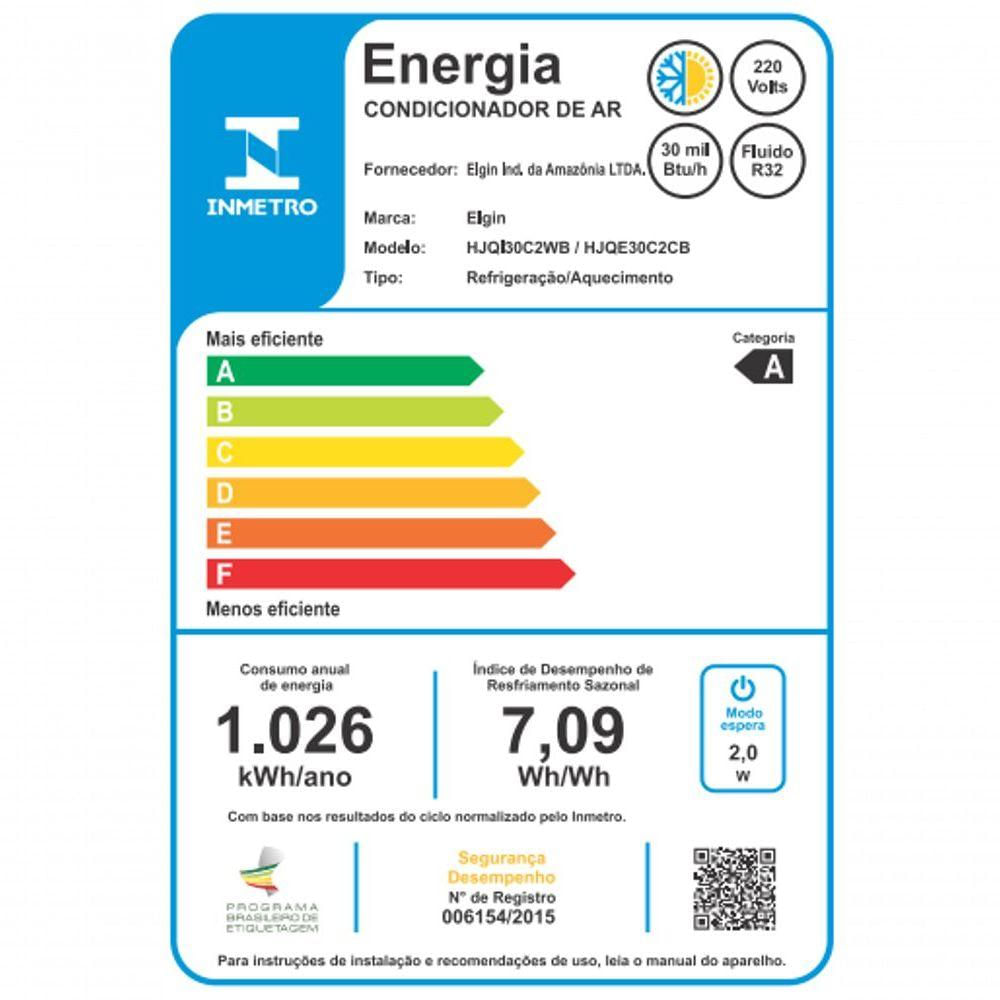 Ar Condicionado Split Hi Wall Elgin Eco II Connect Inverter 30.000 BTUs Quente e Frio 220V R-32