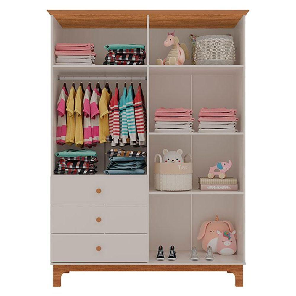 Quarto De Bebê 4 Portas E Berço Com Gaveta Antonella Off White Caramelo - Canaã