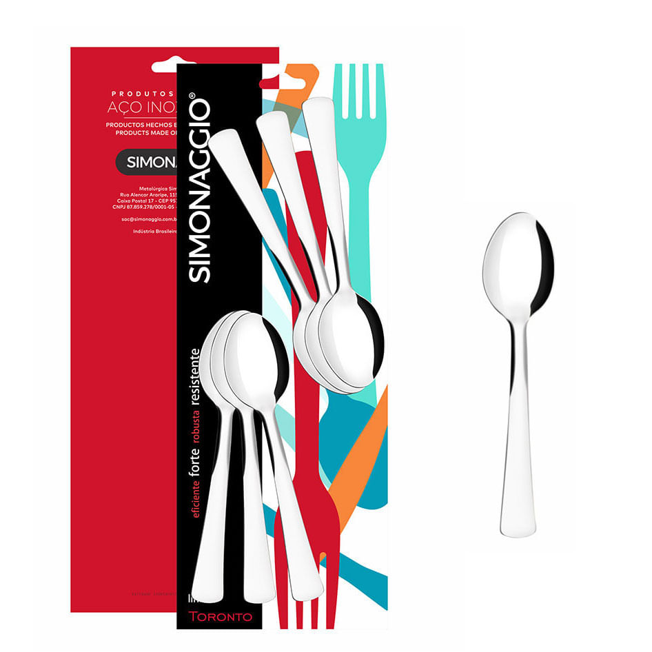 Colher para Cafe Pequena Conjunto Talheres Inox 6un