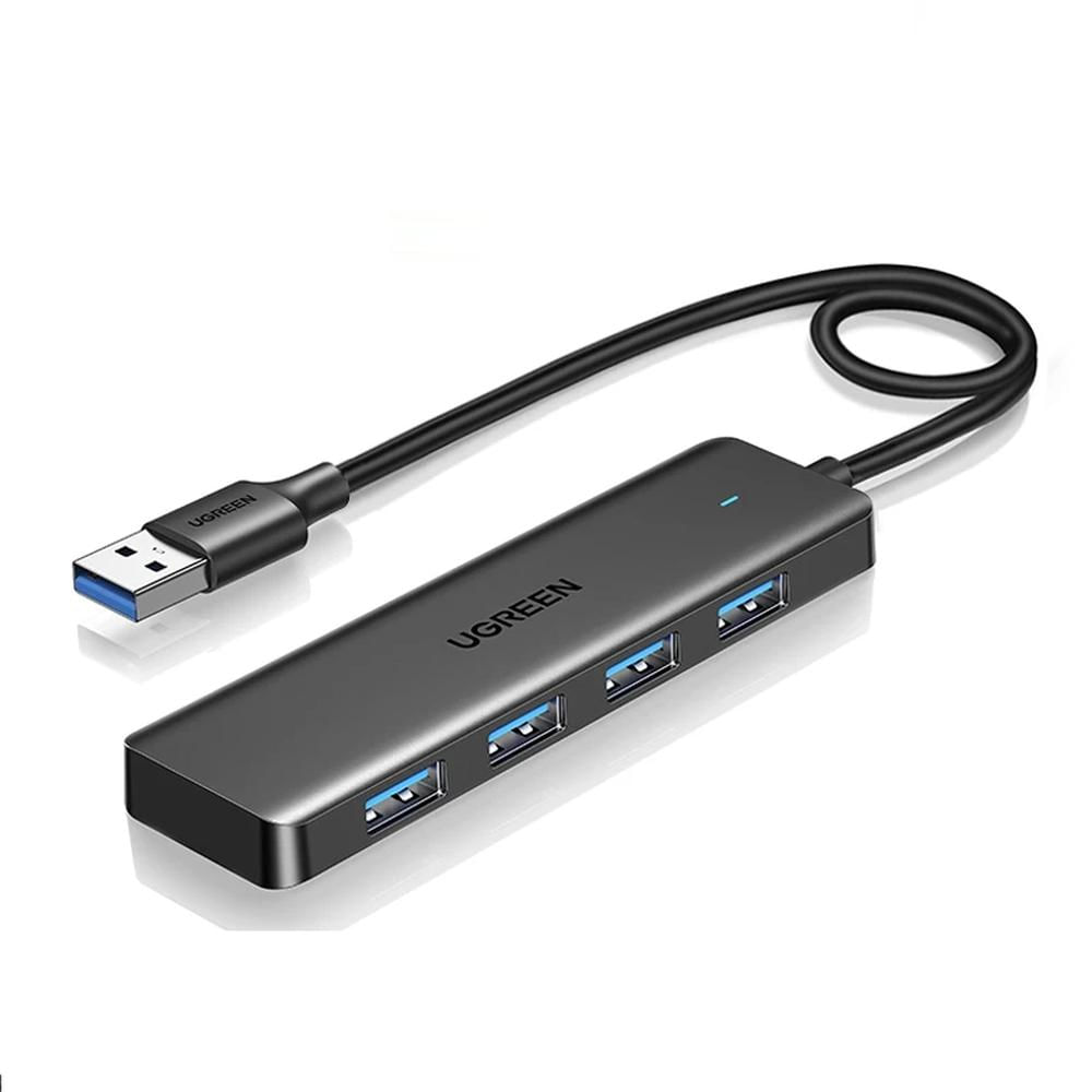 USB 3.0 Hub UGREEN 4 portas Slim para Mouse Teclado Compatível com MacBook 15cm