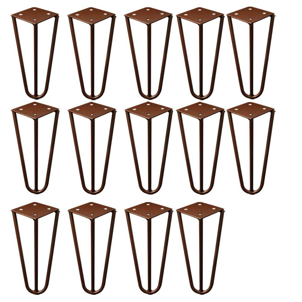 Kit 14 Pés de Metal 15 CM Hairpin Legs Mesas de Centro Puffs Bronze