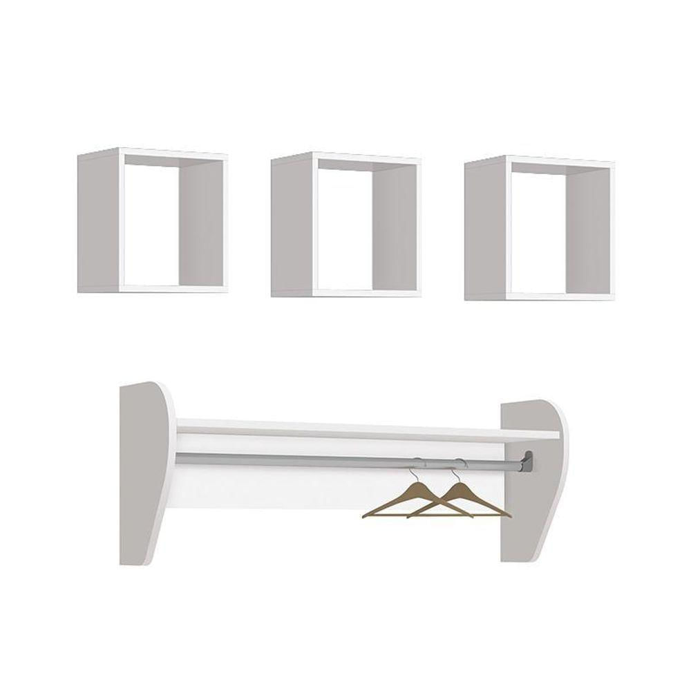 Kit 3 Nichos E Prateleira Juju Branco Fosco - Reller Móveis Branco Fosco