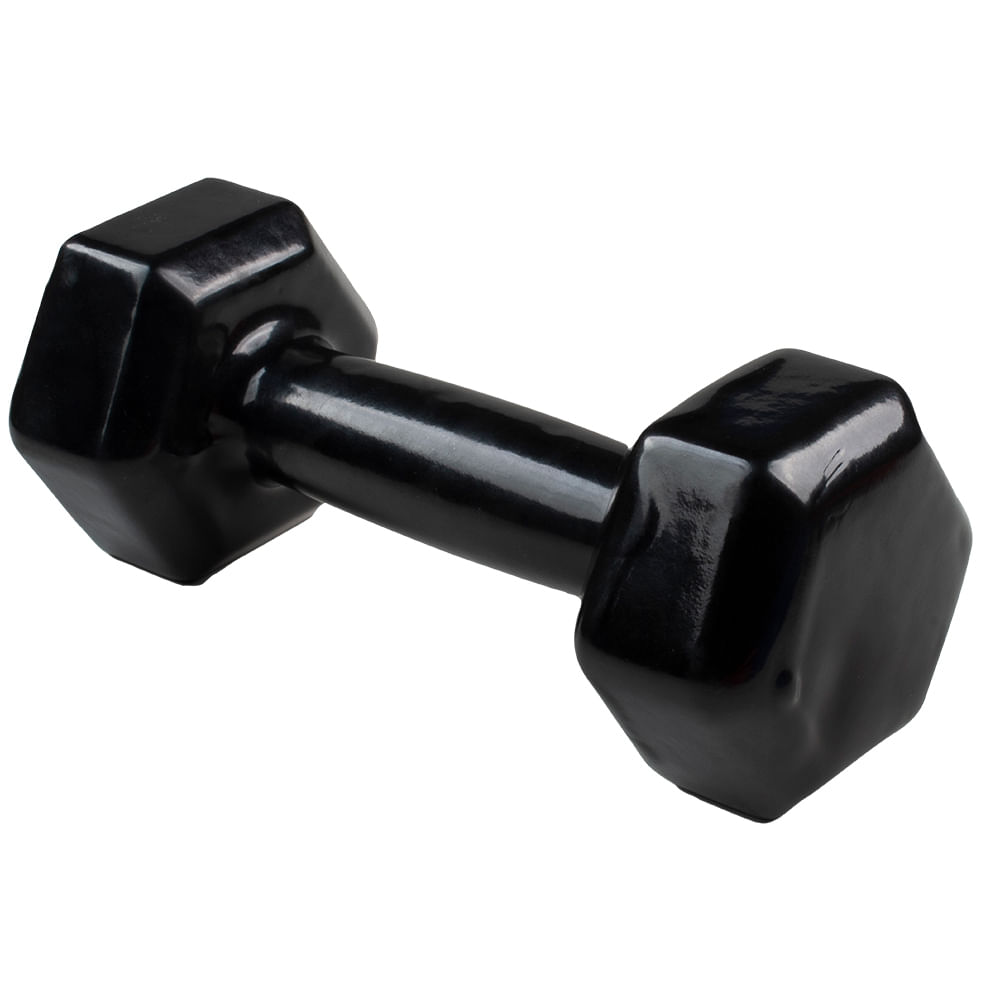 PAR DE HALTER DUMBELL SEXTAVADO REVESTIDO ULTRA 7 KG PRETO