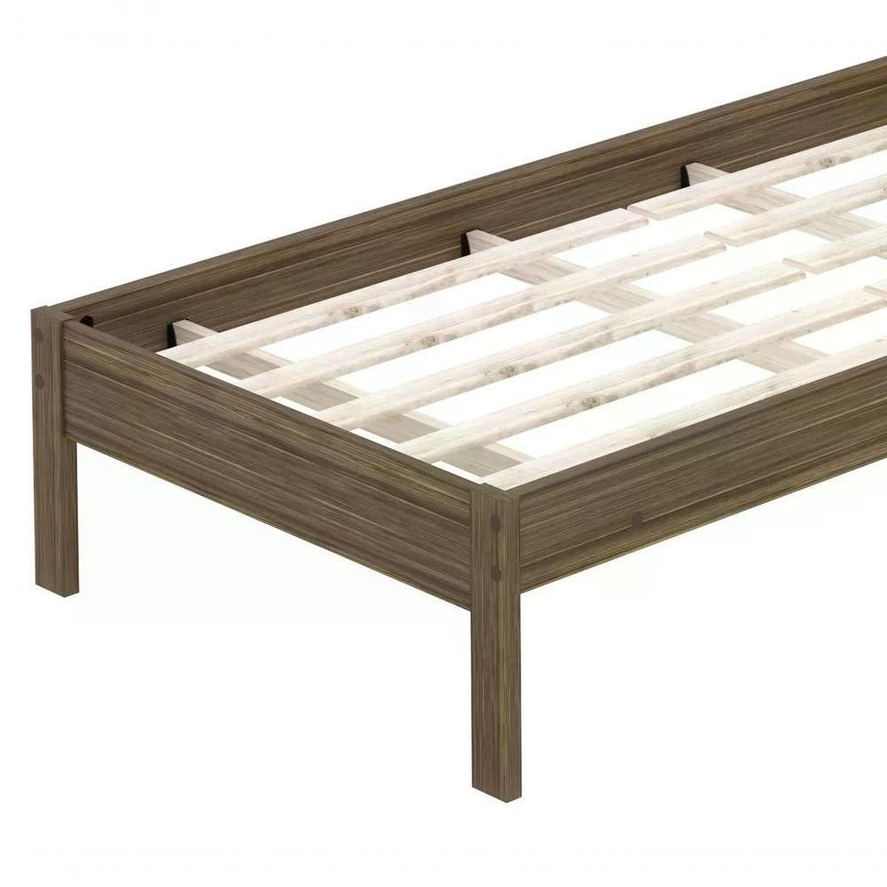 Cama Solteiro Cm8004 Nogal Branco Tecno Mobili Nogal Branco