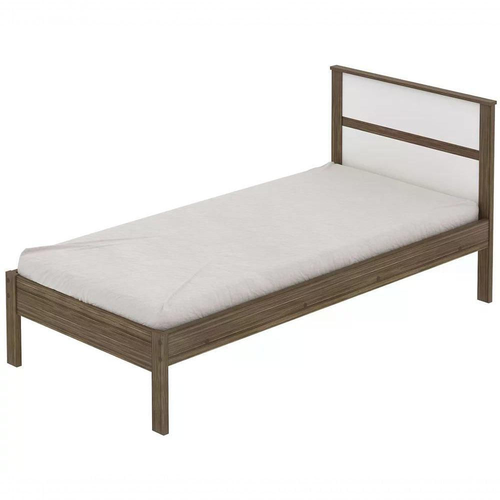 Cama Solteiro Cm8004 Nogal Branco Tecno Mobili Nogal Branco