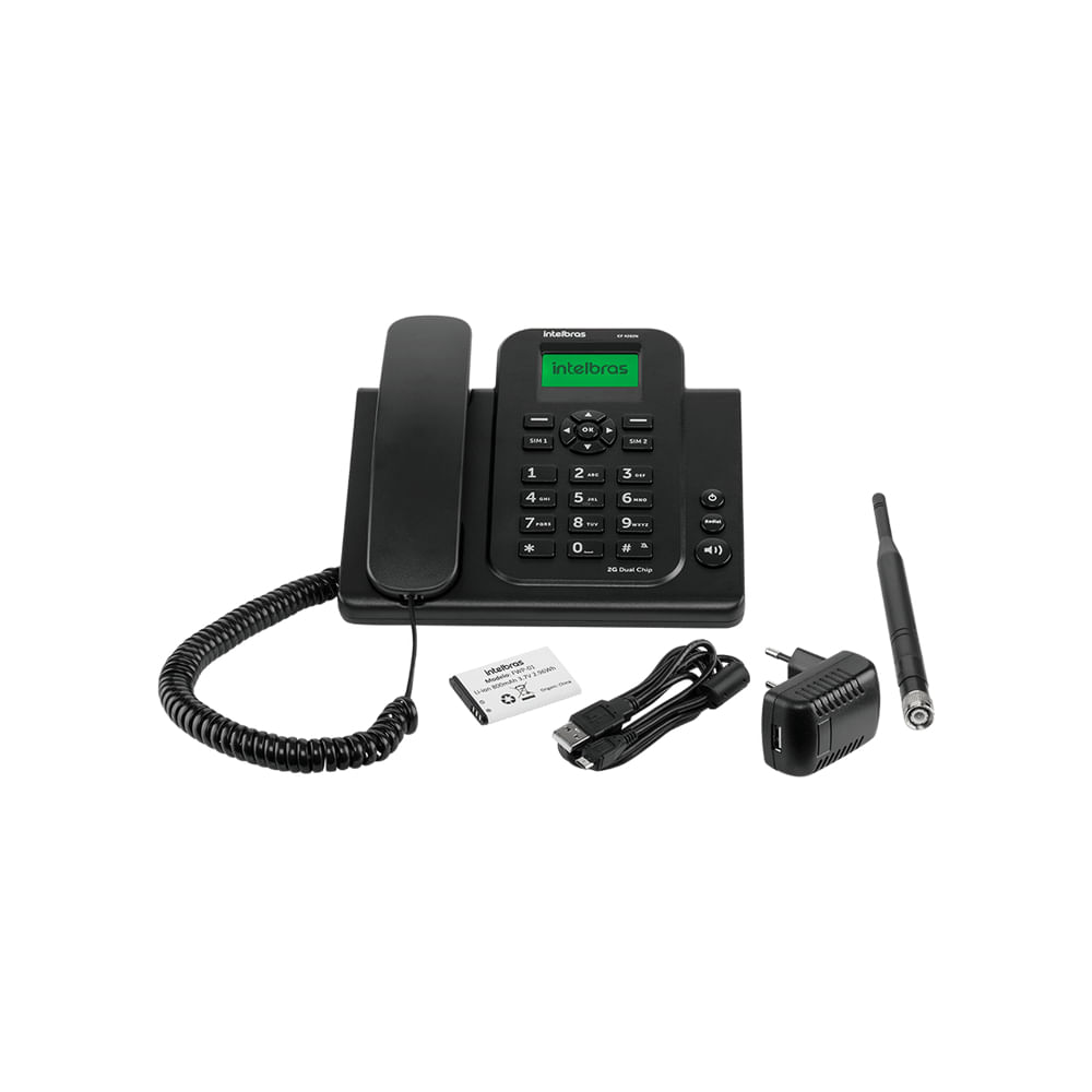 Telefone Celular Rural Fixo Mesa Dual Chip 2g Intelbras CF4202N Preto