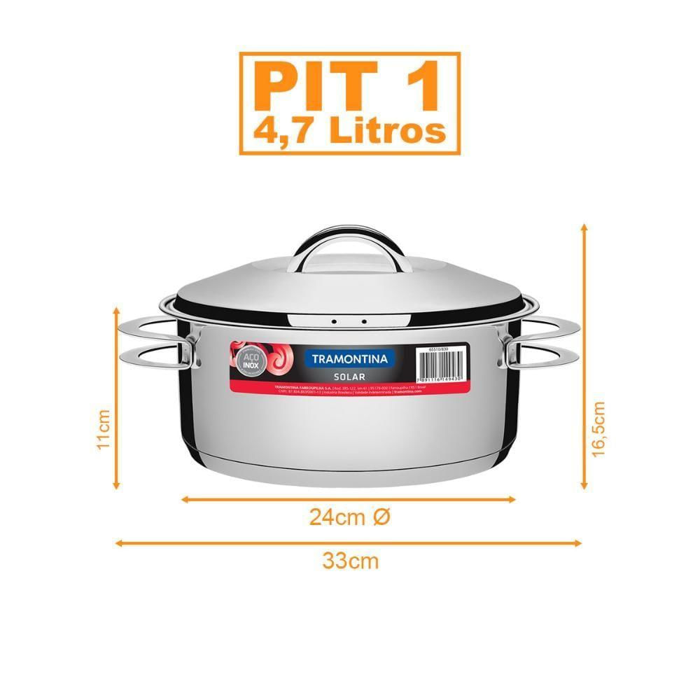 Kit - Conjunto De Panelas Inox 5 Pcs Allegra + Panela Inox Fundo Triplo Solar 4,7l - Tramontina