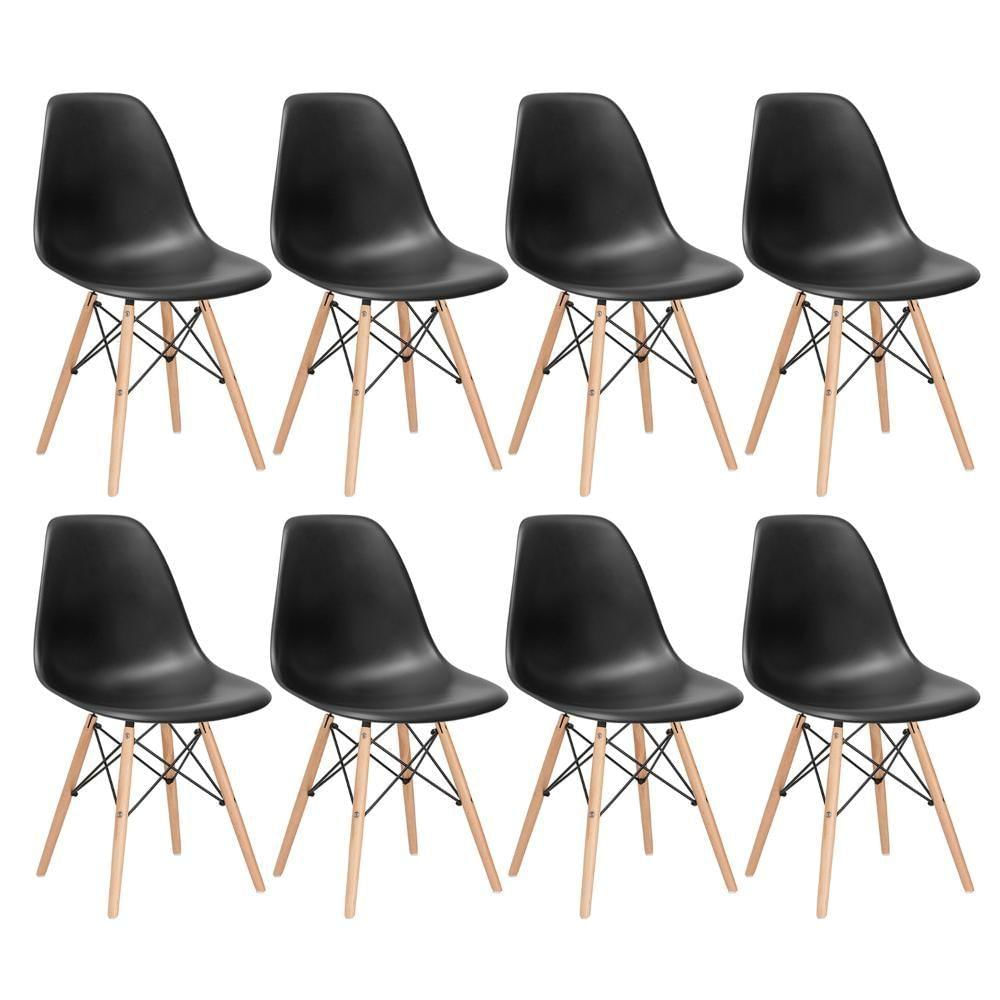 8 Cadeiras Charles Eames Eiffel Dsw Clara Preto