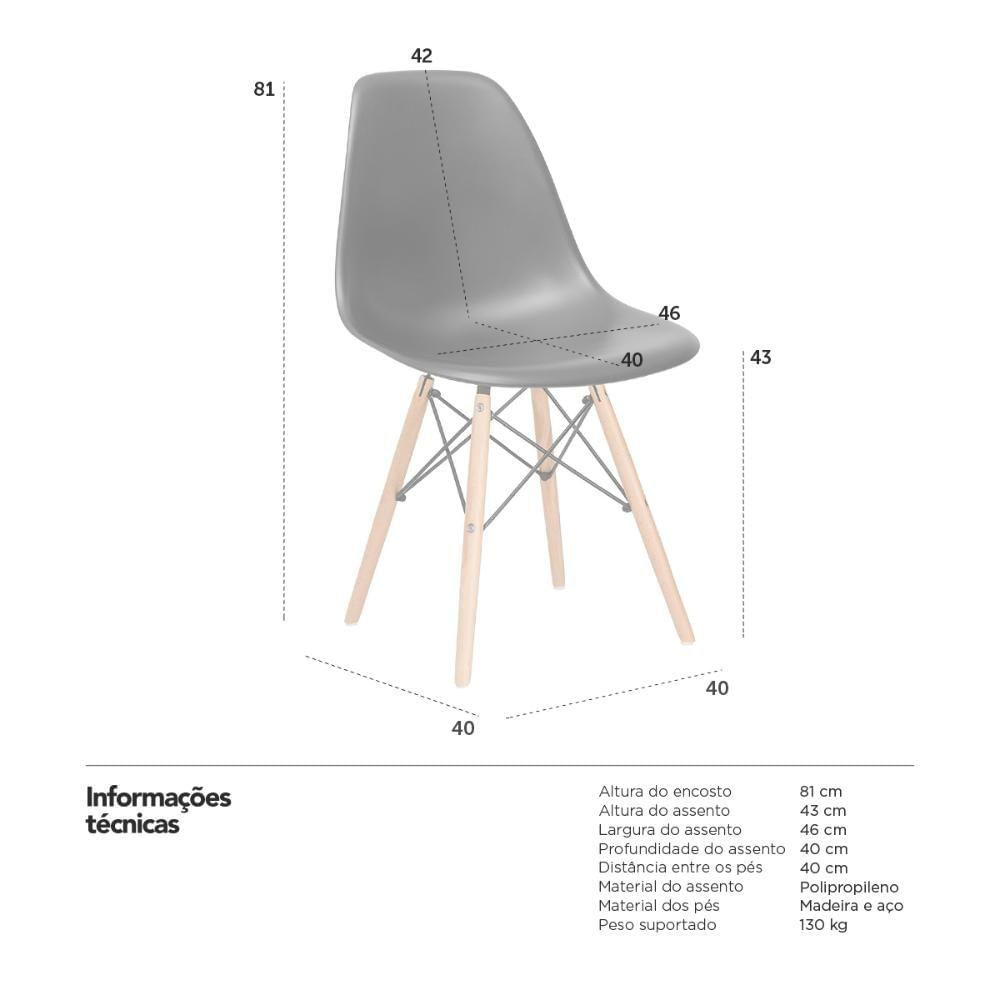 8 Cadeiras Charles Eames Eiffel Dsw Clara Preto