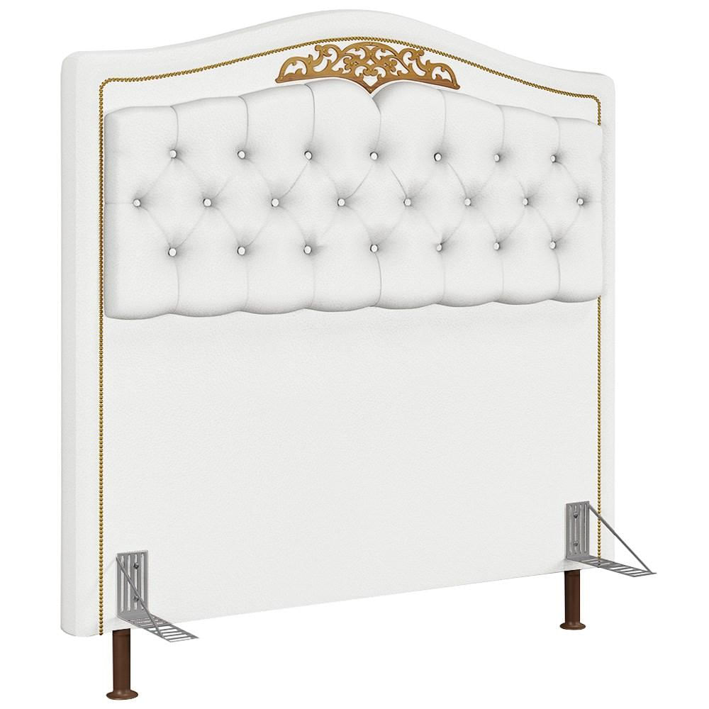 Cabeceira Cama Box Casal 140cm com Tachas Imperial J02 Sintético Branco - Mpozenato