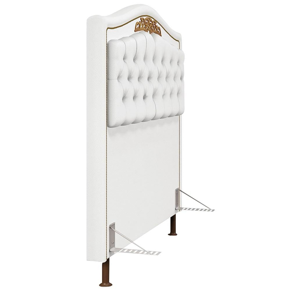 Cabeceira Cama Box Casal 140cm com Tachas Imperial J02 Sintético Branco - Mpozenato