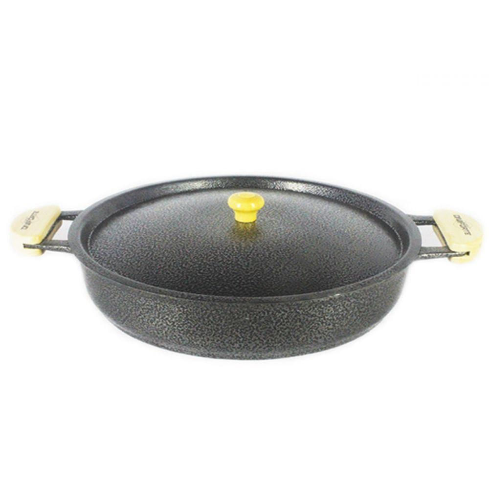 Frigideira Alumínio Fundido Craqueada Alça Meia Lua 45Cm Cor Preto