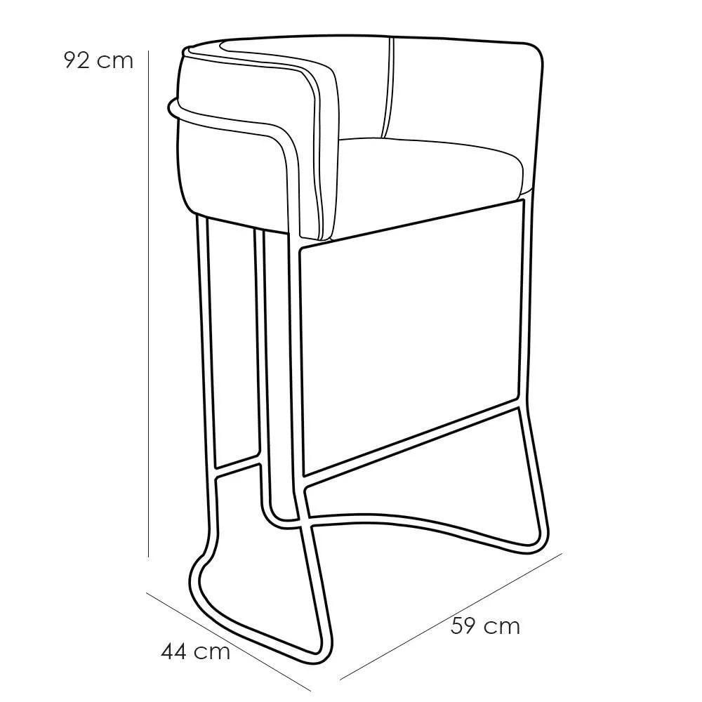 Banqueta Decorativa Fixa Base de Aço Preto Betina D02 Linho Rosê C-105 - Lyam Decor