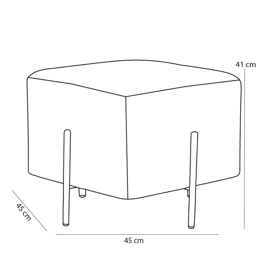 Puff Quadrado Decorativo Status 45x45 D02 Pés de Aço Veludo Cinza C-317 - Lyam Decor