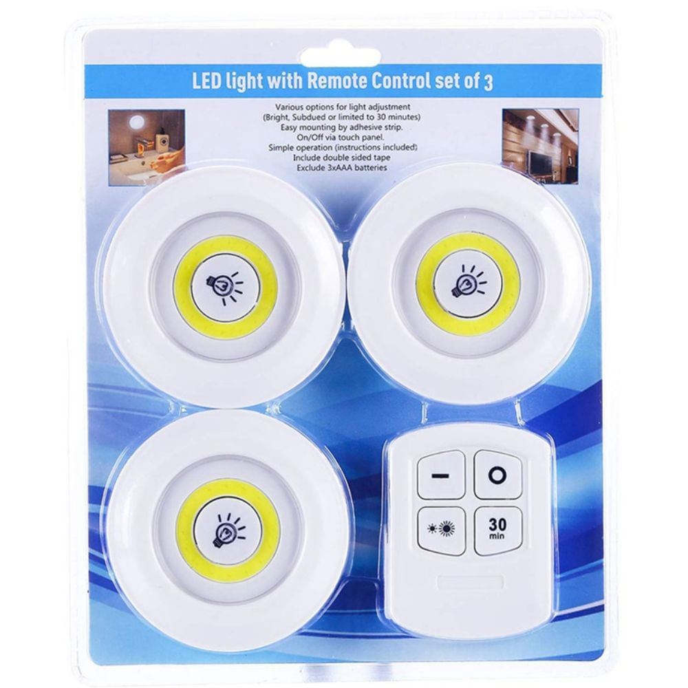 Kit 3 Lâmpadas Luminária Led Spot Sem Fio Controle Remoto