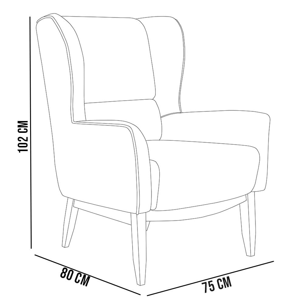 Kit 02 Poltronas Decorativa Fixa Base de Madeira Milena D02 Veludo Preto C-300 - Lyam Decor