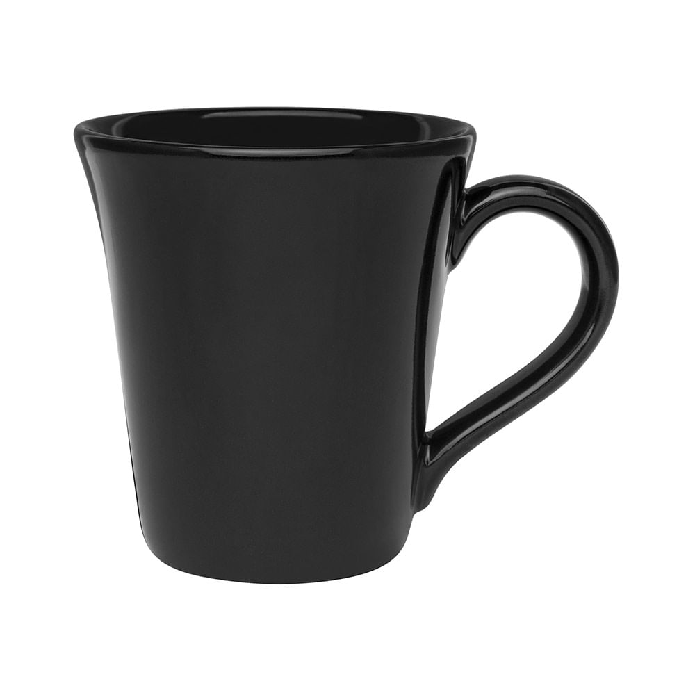 Caneca Oxford Tulipa Cerâmica Preta 330ml