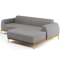 Sofá 5 Lugares com Chaise Direito Sala Estar Molino 320cm D02 Linho Cinza Escuro C-416 - Lyam Decor