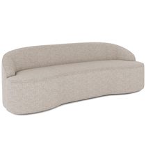 Sofá 3 Lugares Curvo Sala de Estar Living Lótus D02 Linho Bege 180 cm D-463 - Lyam Decor