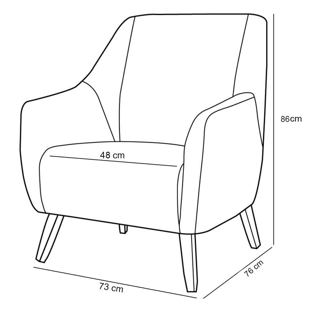 Poltrona Decorativa Fixa Pés de Madeira Paloma D02 Linho Chumbo D-465 - Lyam Decor