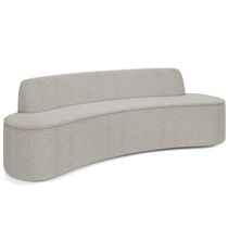 Sofá 3 Lugares Curvo Sala de Estar Living Cancún D02 Bouclê Bege 210 cm B-62 - Lyam Decor
