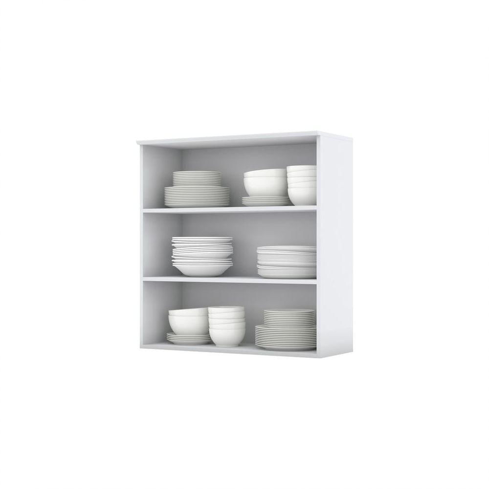 Armário de Cozinha 80cm Vidro 2 Portas Nova York Henn Branco