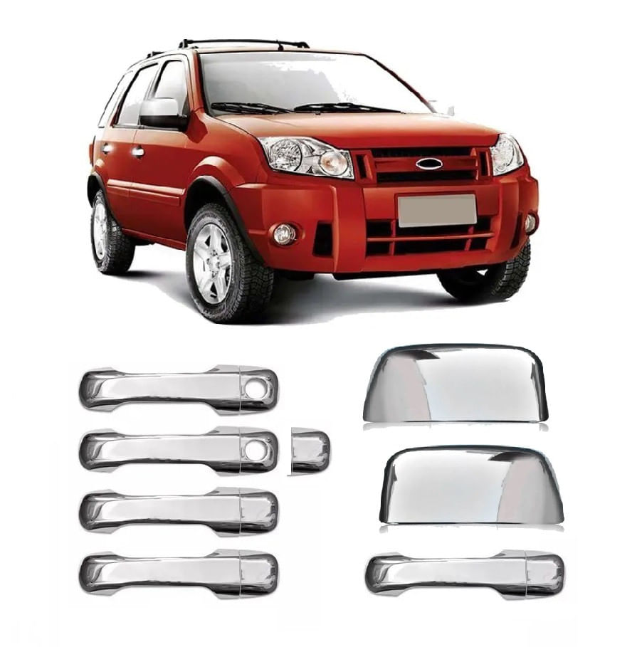 Kit Aplique Cromado Maçaneta Retrovisor Tampa Traseira Ford Ecosport 2003 à 2011