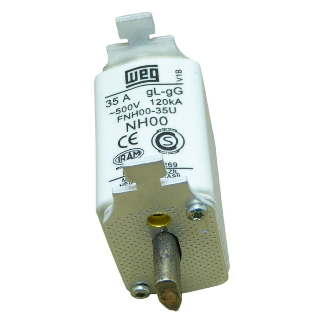 Fusível Retardado Weg FNH00-35K-A 35 Amp 500 V Ca 120Ka (Tipo Nh00) Ar Tipo Nh Contato Faca