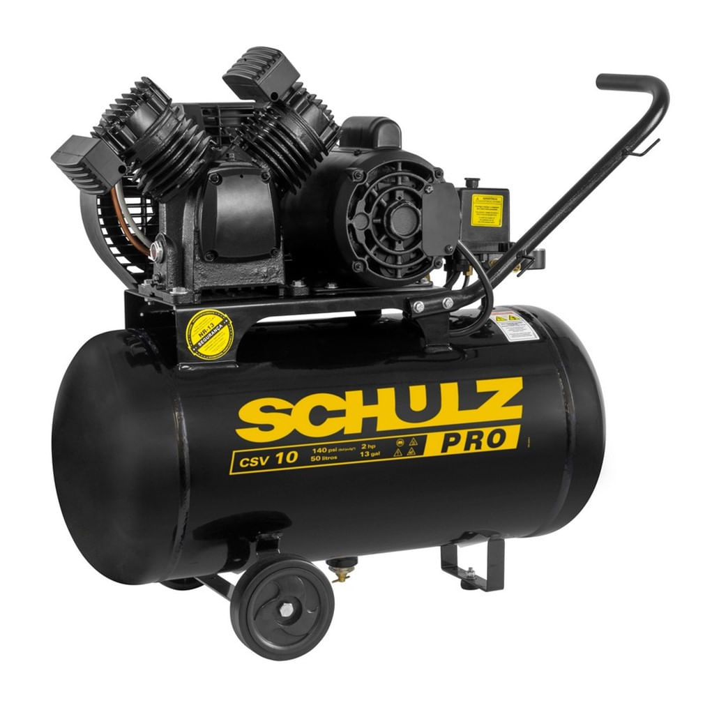 Compressor Schulz CSV 10 PRO 50L 140 Lbs 2 cv 220V Mono Móvel