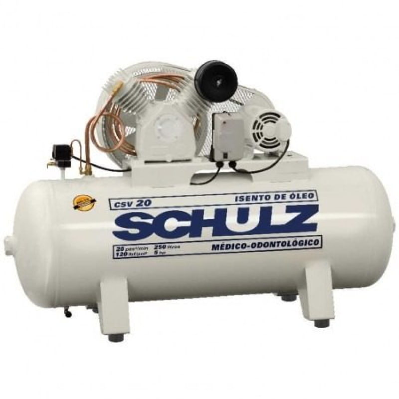 Compressor Schulz Csv 20 250 Litros 120 Libras 5 Cv 220v Trifásico Isento de Óleo