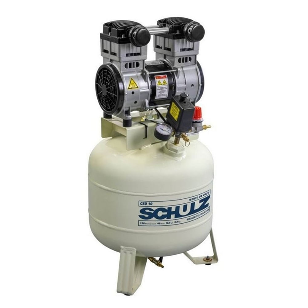 Compressor Schulz Csd 10 40 Lts 120 Lbs 2 Cv 110v Isento De Óleo