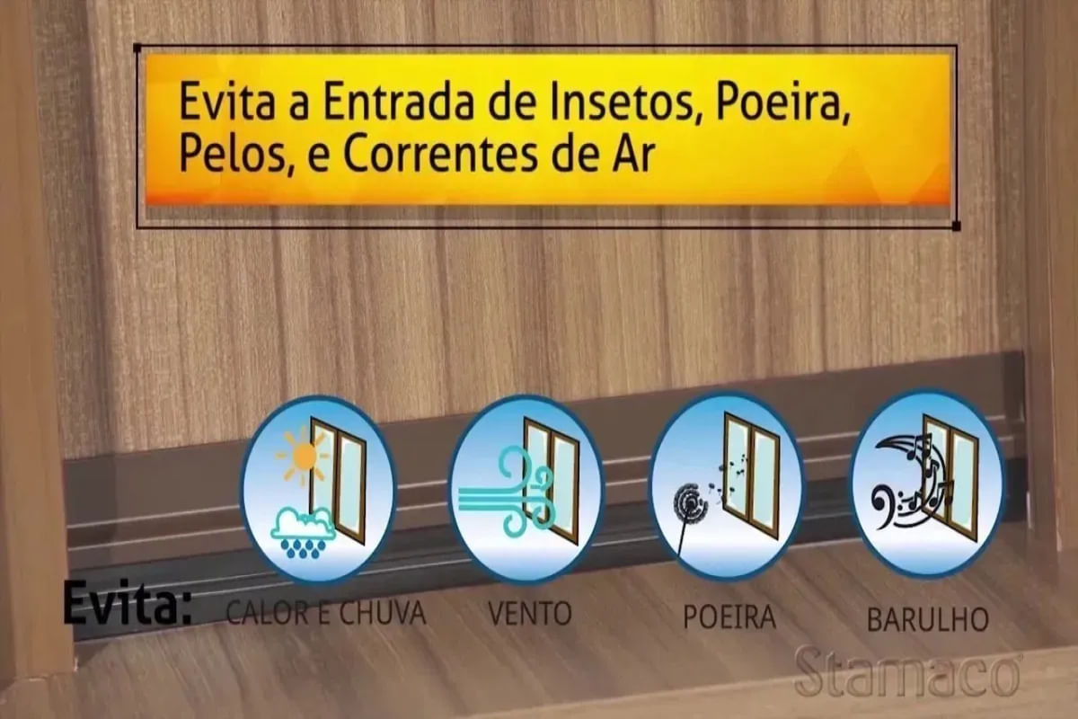 Veda Porta Com Adesivo 3m 80cm Rodo Silicone Preto Stamaco