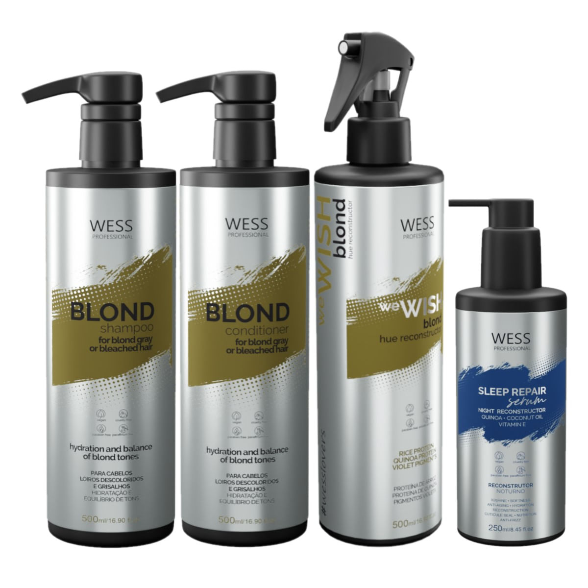 Wess Blond SH 500ml+Cond 500ml+WeWish M.500ml+Sleep 250ml