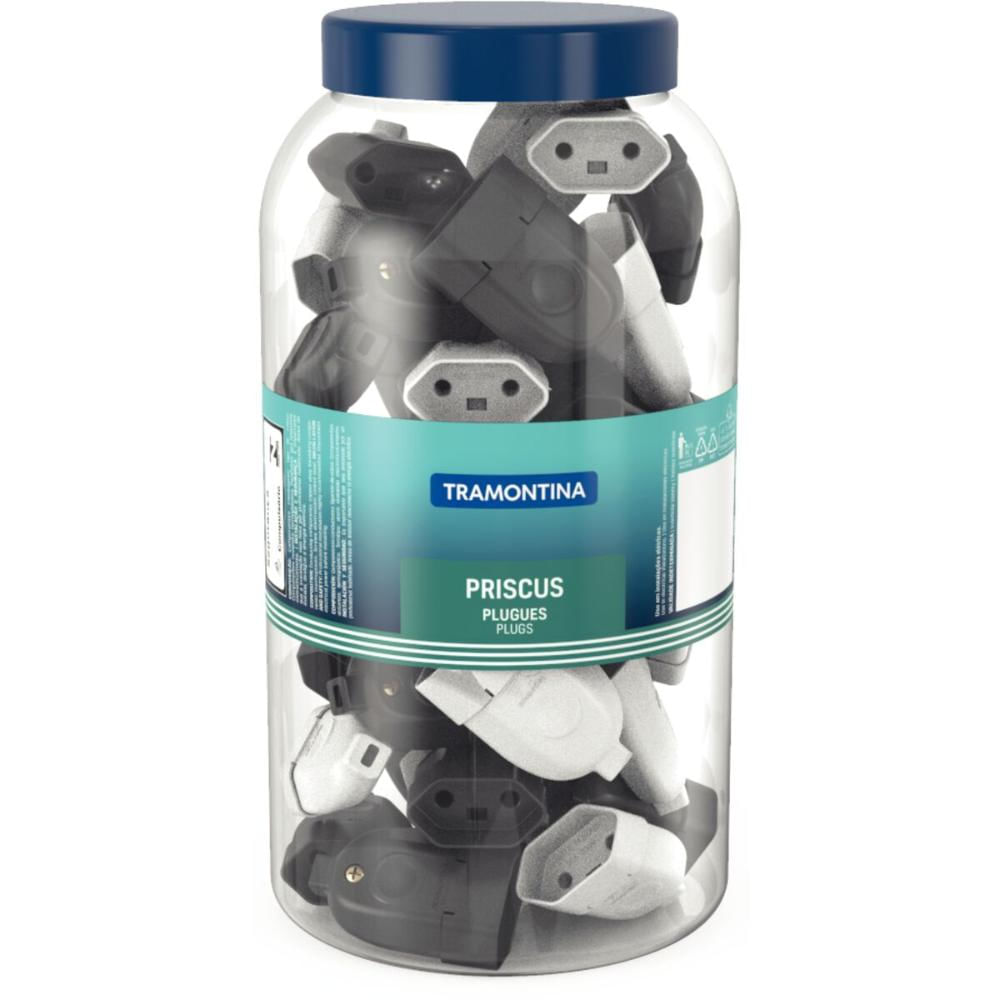 Plugues femea 2P 10A 250V~ cores preto e branco - emb. pote grande