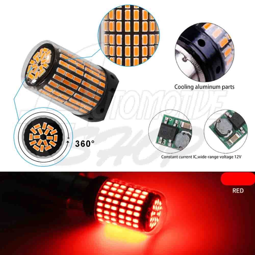 Lâmpada 1156 Um Polo 144 leds smd Vermelho 360o Un