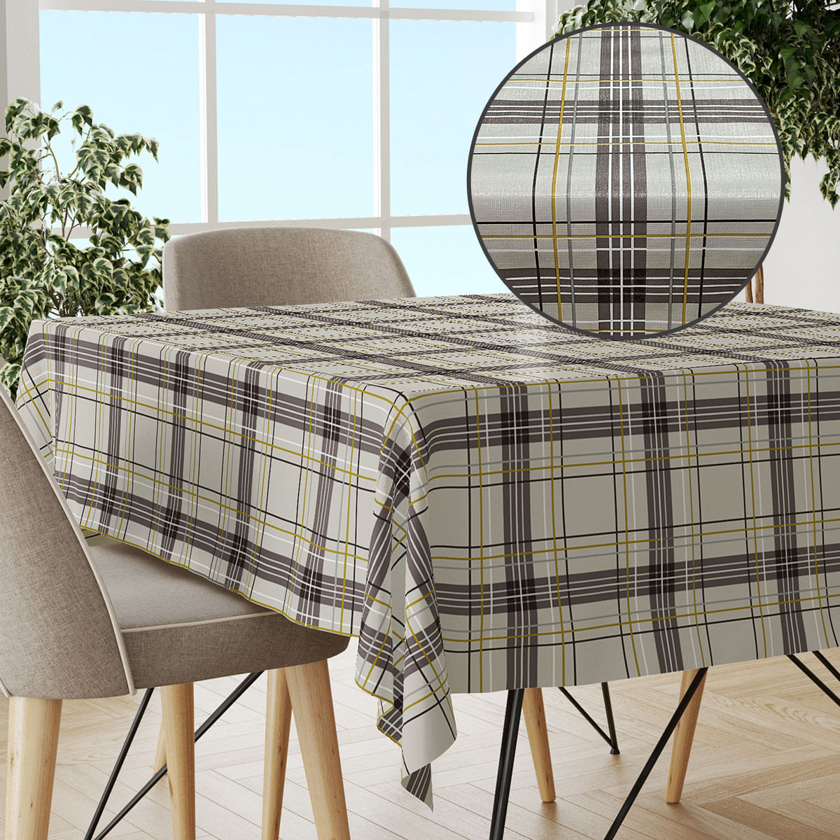 Toalha Mesa Plástica Térmica Tartan 12 Lugares 3,50