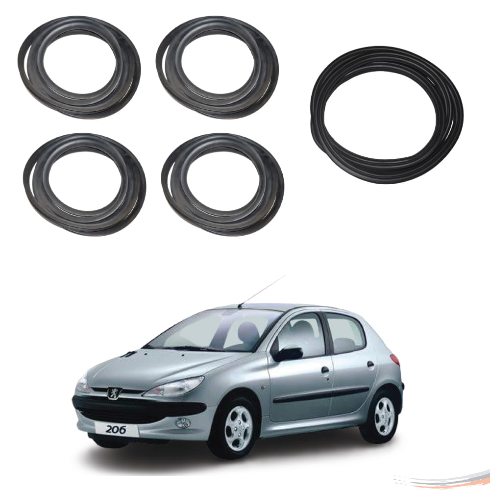 Kit Borrachas Porta e Porta Mala Peugeot 206 207 4pts