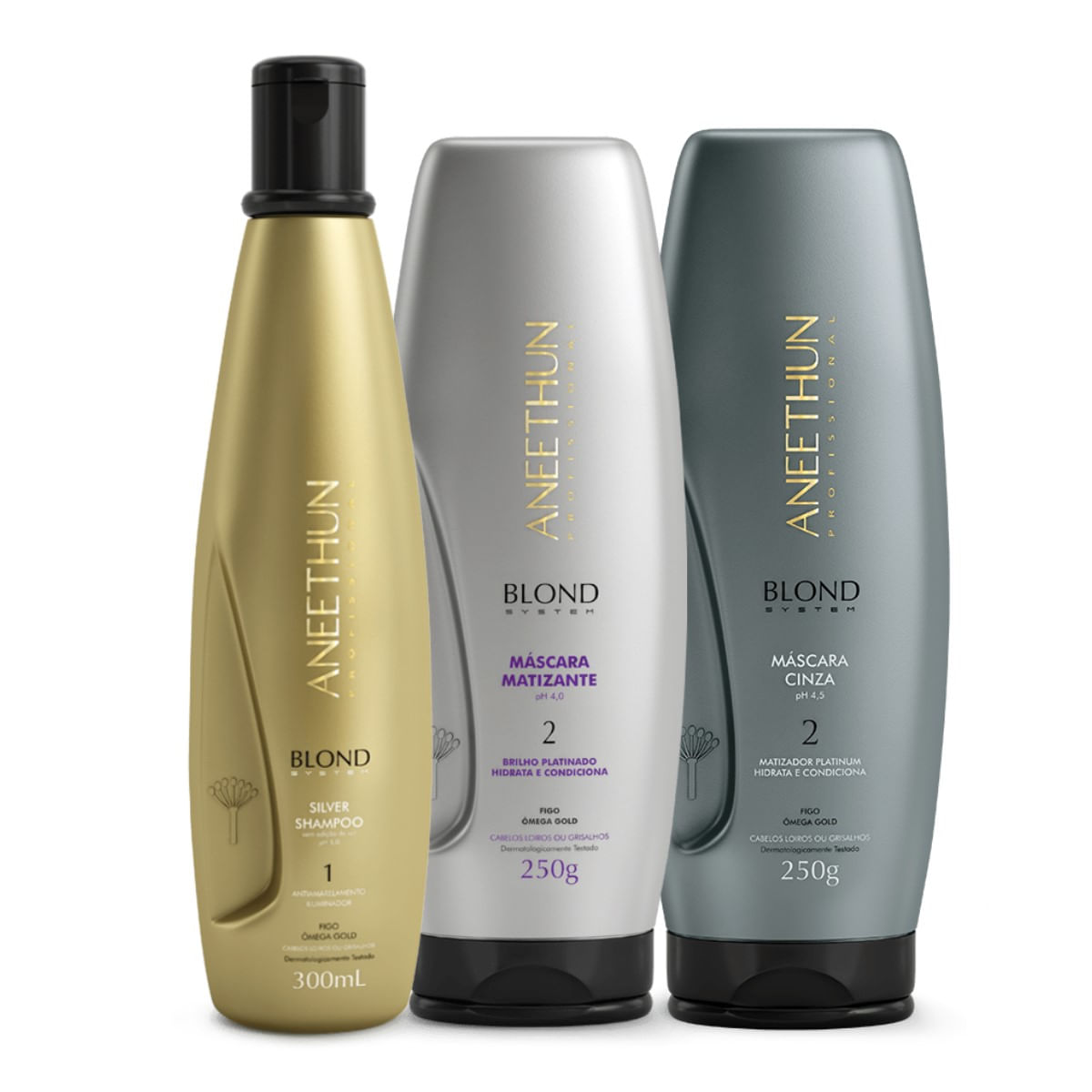 Kit Aneethun Blond System SH S. + Mask M. + Mask Cinza 250g