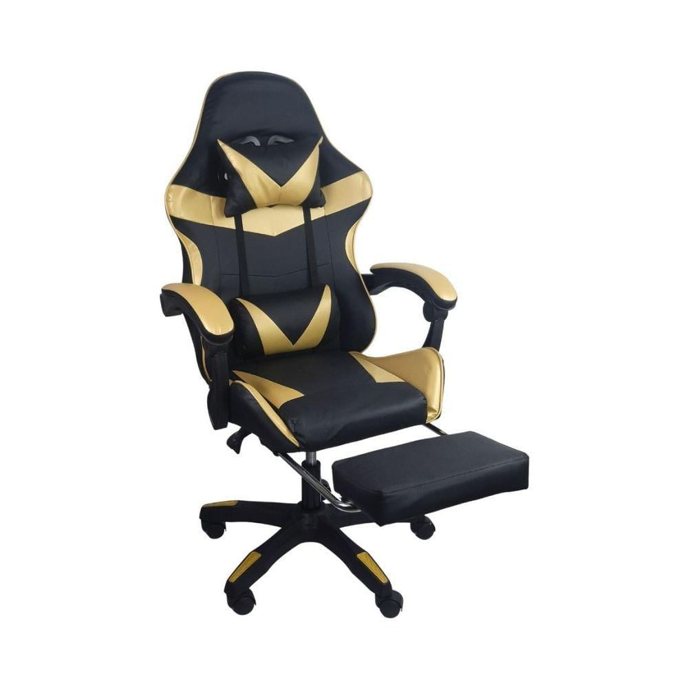 Cadeira Gamer Stillus Ergonômica Com Apoio Para Os Pés Dourado