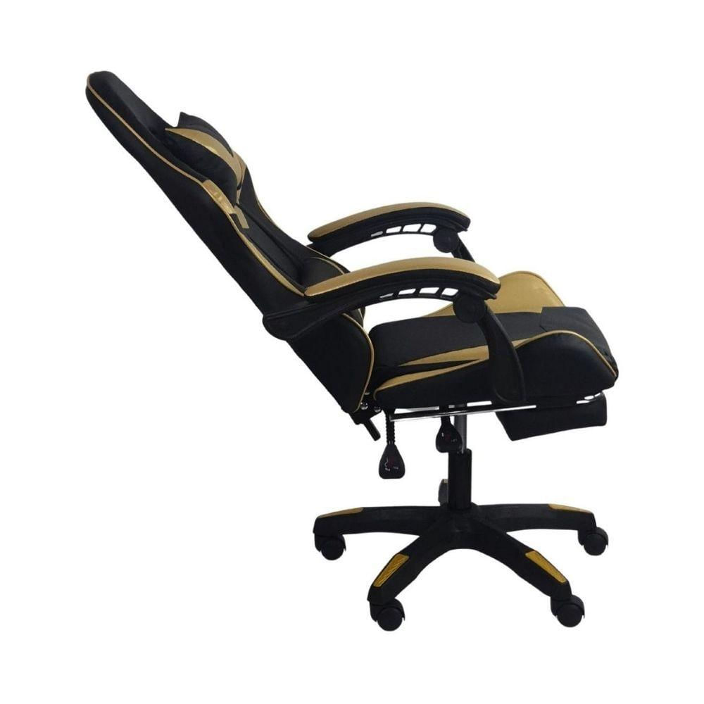 Cadeira Gamer Stillus Ergonômica Com Apoio Para Os Pés Dourado