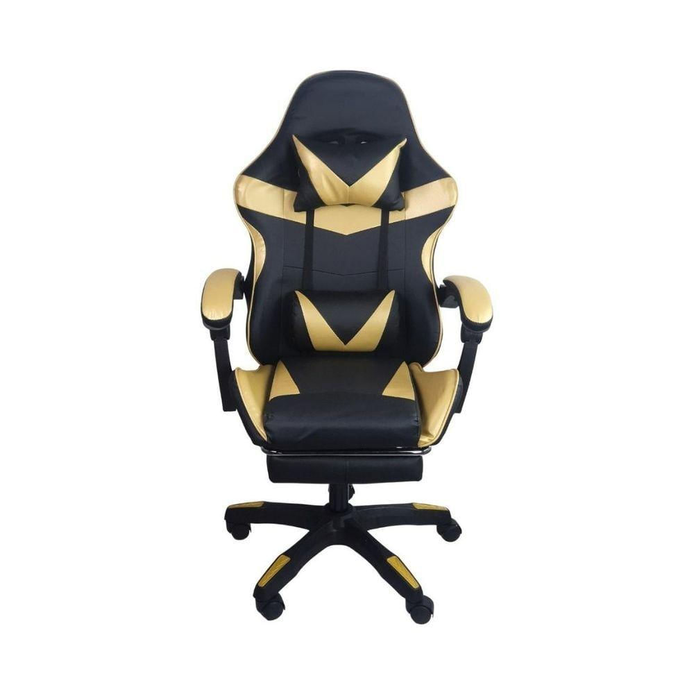 Cadeira Gamer Stillus Ergonômica Com Apoio Para Os Pés Dourado