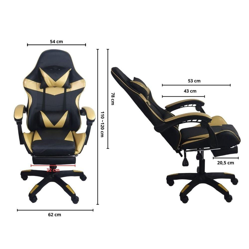 Cadeira Gamer Stillus Ergonômica Com Apoio Para Os Pés Dourado