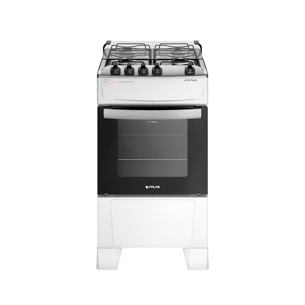 Fogão 4 Bocas Branco Com Mesa Inox Atlas Atenas Bivolt