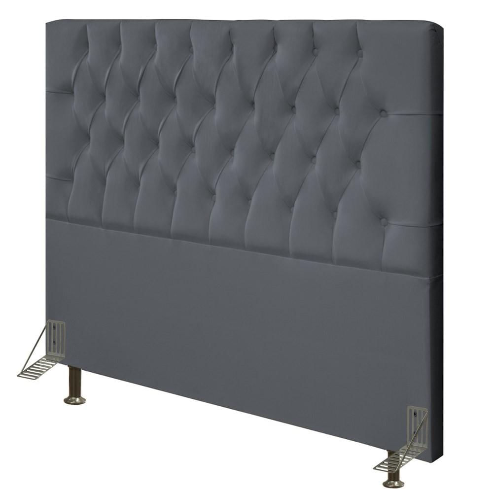 Cabeceira Cama Box Casal 140cm Diamante Veludo J02 Cinza - Mpozenato