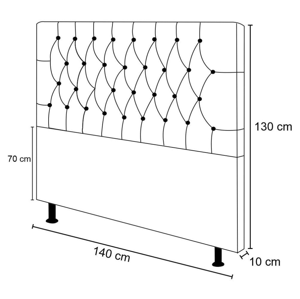 Cabeceira Cama Box Casal 140cm Diamante Veludo J02 Cinza - Mpozenato