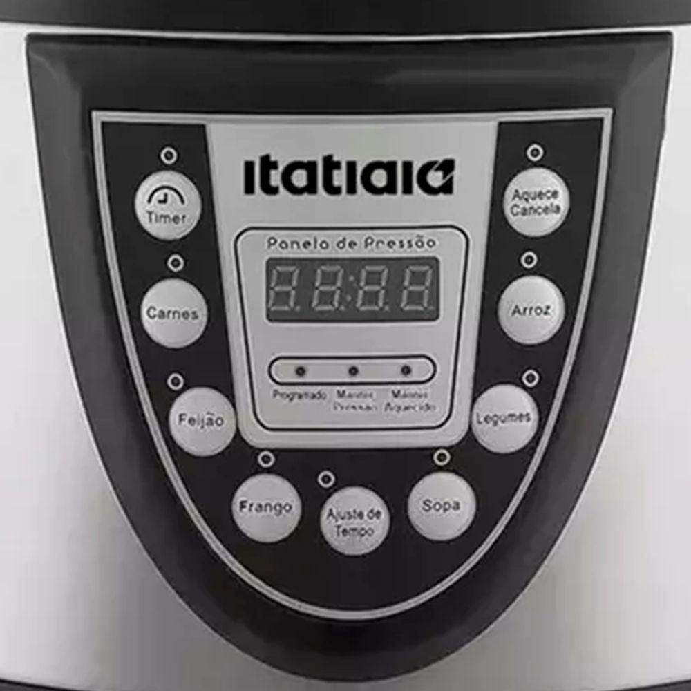 Panela de Pressão Eletrica Midi 5L Inox com Preto 220V