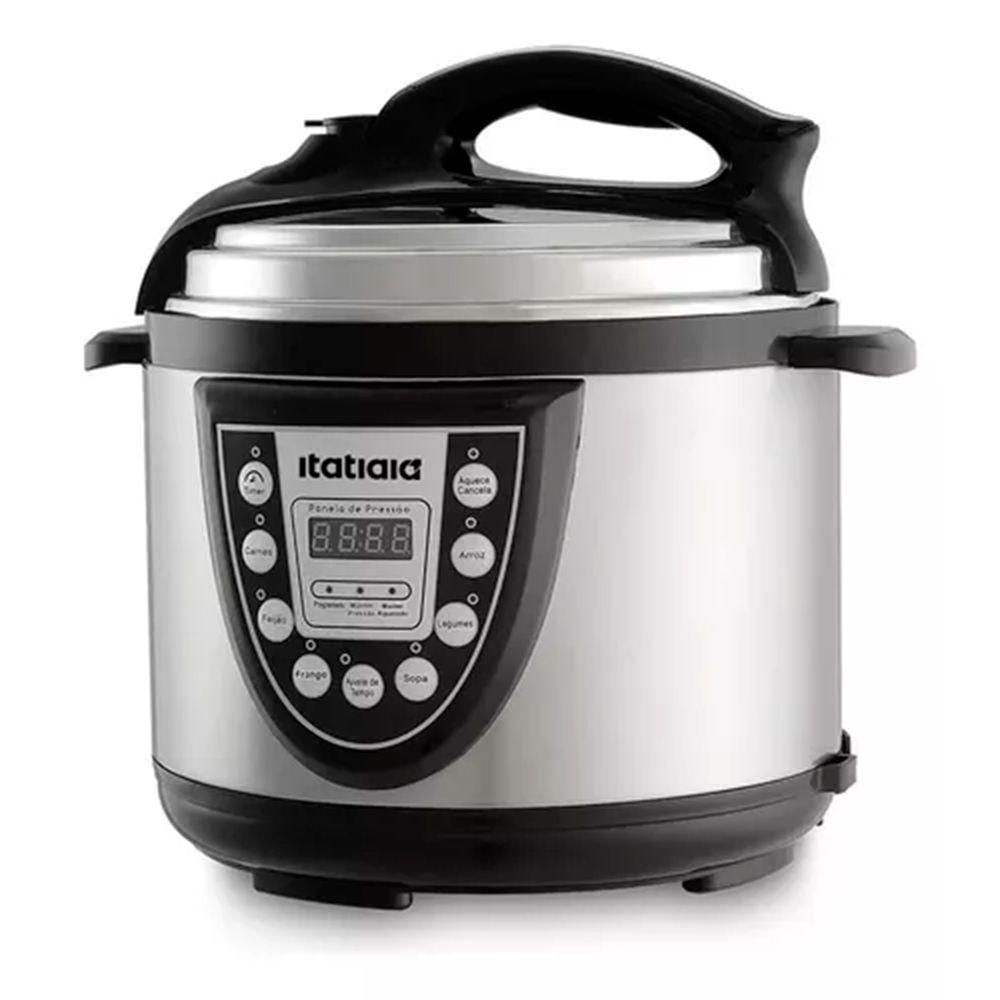 Panela de Pressão Eletrica Midi 5L Inox com Preto 220V