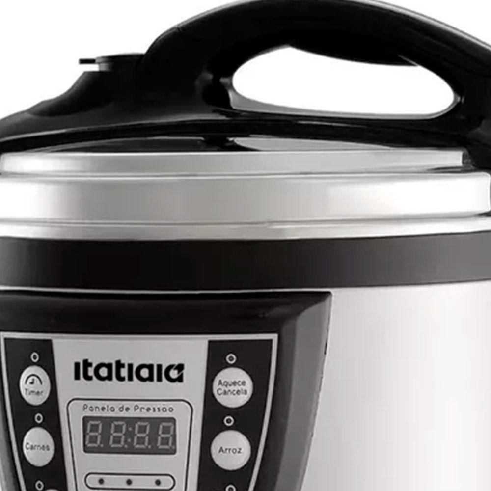 Panela de Pressão Eletrica Midi 5L Inox com Preto 220V